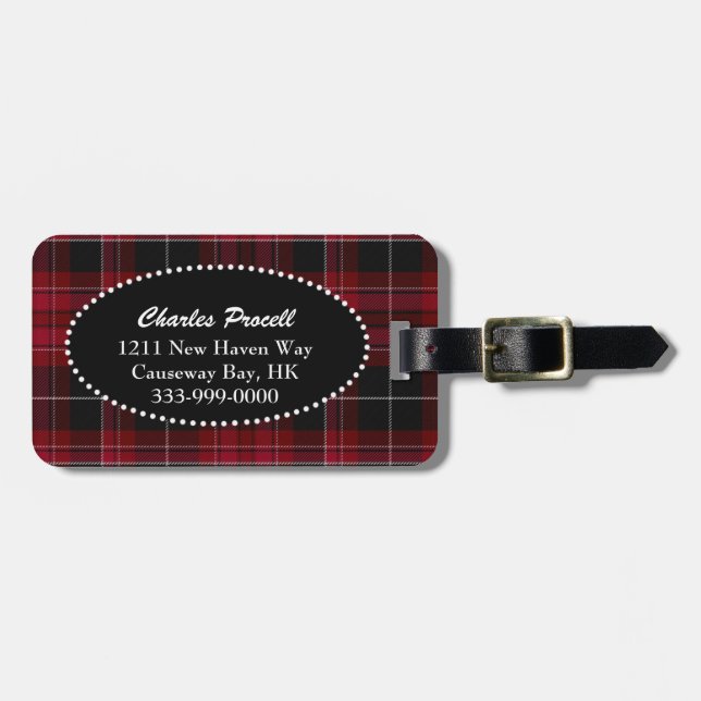 Custom Pride of Wales Tartan Plaid Luggage Tag (Front Horizontal)