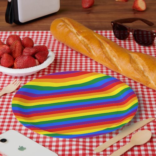 Custom Pride Rainbow Stripes Invitation Paper Plates