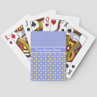 Custom Primroses Playing Cards: Polka Dots, Blue Poker Cards