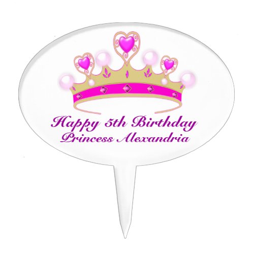 Custom Princess Birthday Tiara Cupcake Topper