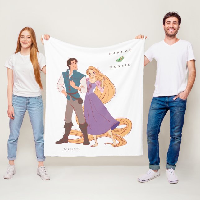 Custom Princess Rapunzel & Flynn Wedding Fleece Blanket (In Situ)