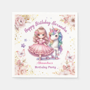 Custom Princess Unicorn Birthday Birthday Party Napkins
