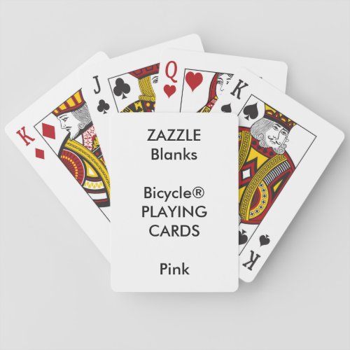 Custom Print Bicycle PINK Playing Cards Blank