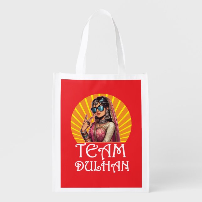 Custom Print Desi Wedding Shaadi Vibes Grocery Bag (Front)