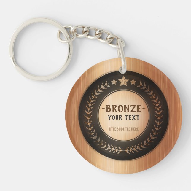 CUSTOM PRINT DIY MEDAL Bronze ADD YOUR LOGO edit Keychain (Front)