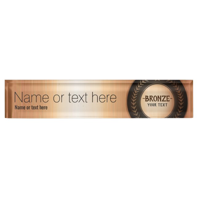 CUSTOM PRINT DIY MEDAL Bronze Champion EDITABLE Desk Name Plate (Front)