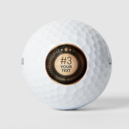 CUSTOM PRINT DIY MEDAL Bronze Champion EDITABLE Golf Balls