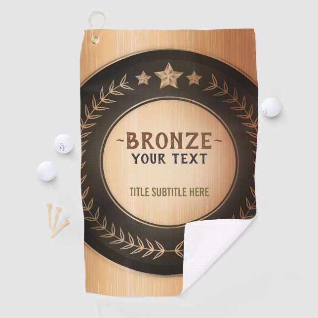 CUSTOM PRINT DIY MEDAL Bronze Champion EDITABLE Golf Towel (InSitu)