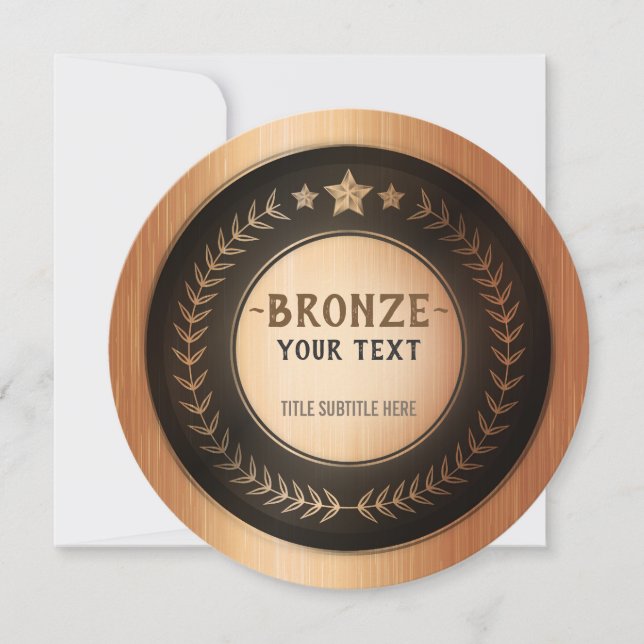 CUSTOM PRINT DIY MEDAL Bronze Champion EDITABLE Thank You Card (Front)