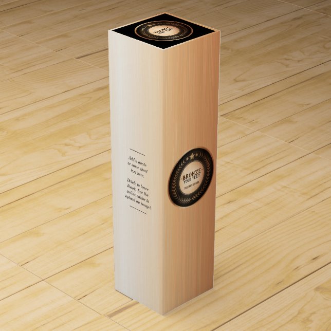 CUSTOM PRINT DIY MEDAL Bronze Champion EDITABLE Wine Box (Front)
