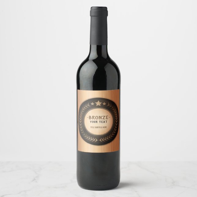 CUSTOM PRINT DIY MEDAL Bronze Champion EDITABLE Wine Label (Front)