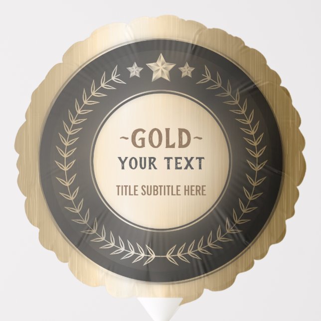 CUSTOM PRINT DIY MEDAL Gold #1 ADD YOUR LOGO edit Balloon (Front)