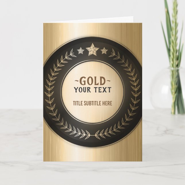 CUSTOM PRINT DIY MEDAL Gold #1 ADD YOUR LOGO edit Thank You Card (Front)
