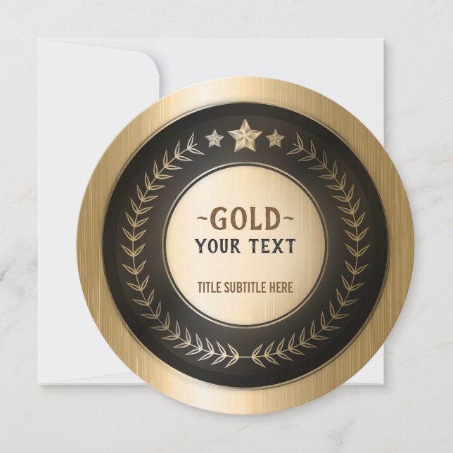CUSTOM PRINT DIY MEDAL Gold #1 ADD YOUR LOGO edit Thank You Card (Front)
