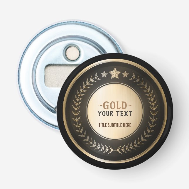 CUSTOM PRINT DIY MEDAL Gold #1 Champion EDITABLE Bottle Opener (Front)