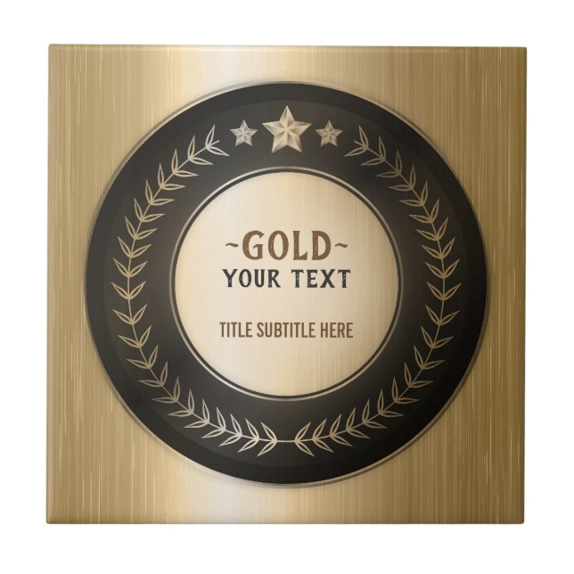CUSTOM PRINT DIY MEDAL Gold #1 Champion EDITABLE Ceramic Tile (Front)