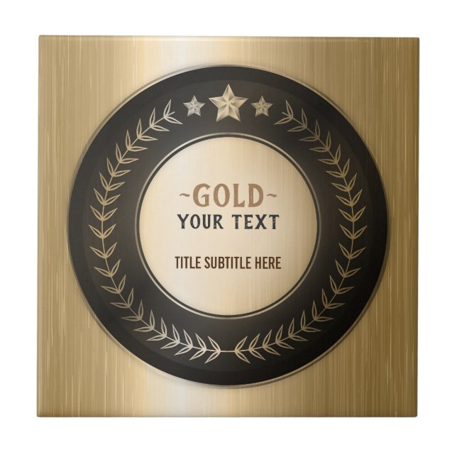 CUSTOM PRINT DIY MEDAL Gold #1 Champion EDITABLE Ceramic Tile (Front)