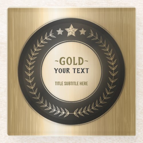 CUSTOM PRINT DIY MEDAL Gold 1 Champion EDITABLE Glass Coaster