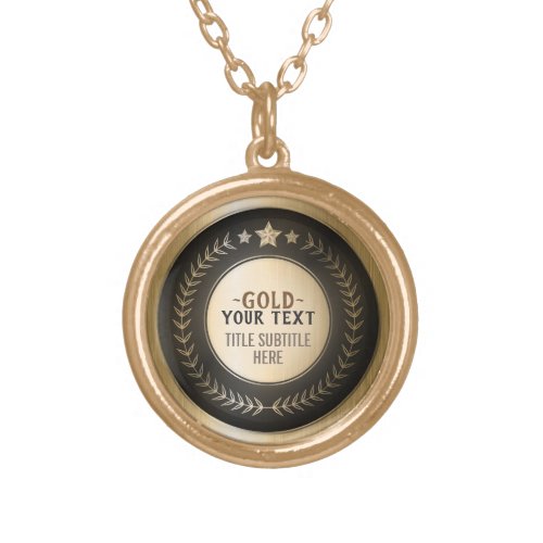 CUSTOM PRINT DIY MEDAL Gold 1 Champion EDITABLE Gold Plated Necklace