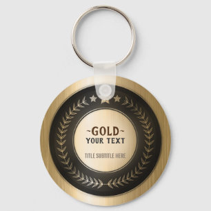 CUSTOM PRINT DIY MEDAL Gold #1 Champion EDITABLE Keychain