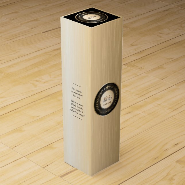CUSTOM PRINT DIY MEDAL Gold #1 Champion EDITABLE Wine Box (Front)