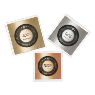 CUSTOM PRINT DIY MEDAL Gold Silver Bronze EDITABLE Acrylic Tray