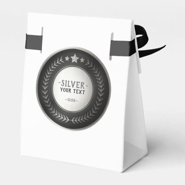 CUSTOM PRINT DIY MEDAL Silver ADD YOUR LOGO edit Favor Boxes (Back Side)