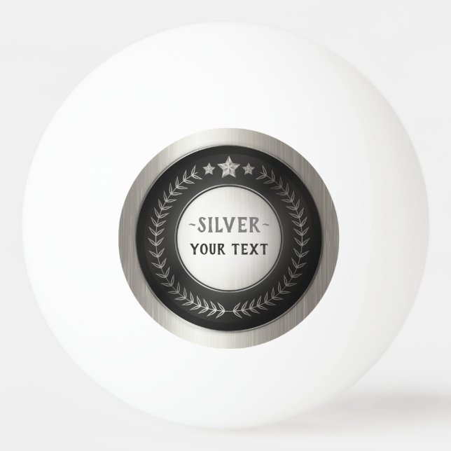 CUSTOM PRINT DIY MEDAL Silver ADD YOUR LOGO edit Ping Pong Ball (Front)