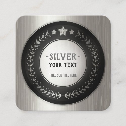 CUSTOM PRINT DIY MEDAL Silver ADD YOUR LOGO edit Square Business Card