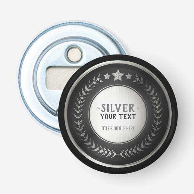 CUSTOM PRINT DIY MEDAL Silver Champion EDITABLE Bottle Opener (Front)