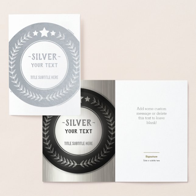CUSTOM PRINT DIY MEDAL Silver Champion EDITABLE Foil Card (Display)
