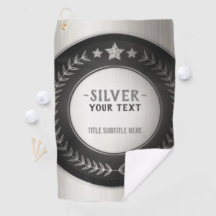 CUSTOM PRINT DIY MEDAL Silver Champion EDITABLE Golf Towel