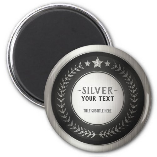 CUSTOM PRINT DIY MEDAL Silver Champion EDITABLE Magnet