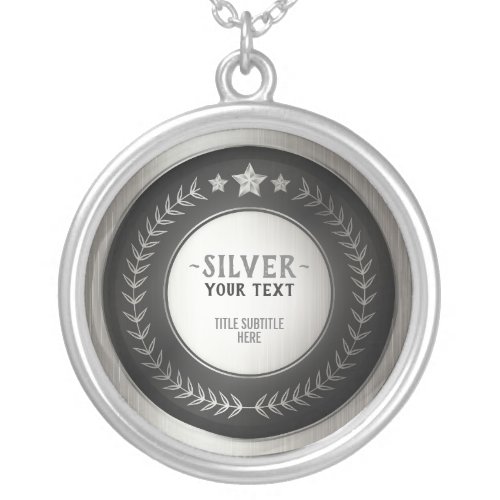 CUSTOM PRINT DIY MEDAL Silver Champion EDITABLE Silver Plated Necklace