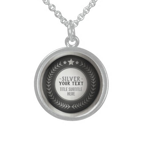 CUSTOM PRINT DIY MEDAL Silver Champion EDITABLE Sterling Silver Necklace