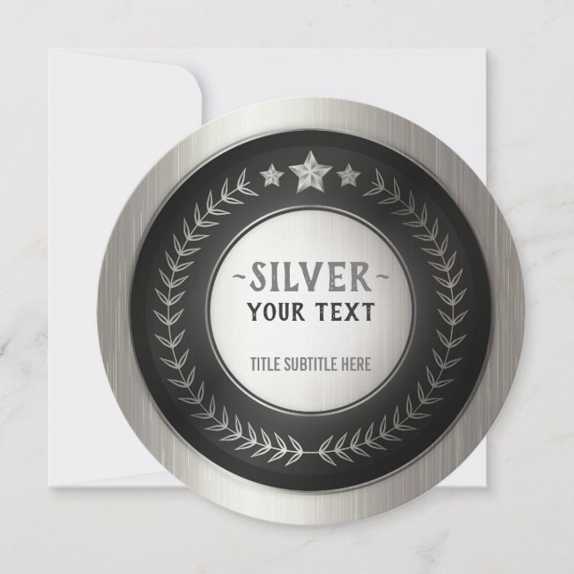 CUSTOM PRINT DIY MEDAL Silver Champion EDITABLE Thank You Card (Front)
