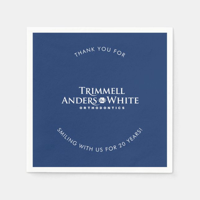 CUSTOM PRINT ORDER  for Kelsey - 20th smiling Napkins (Front)