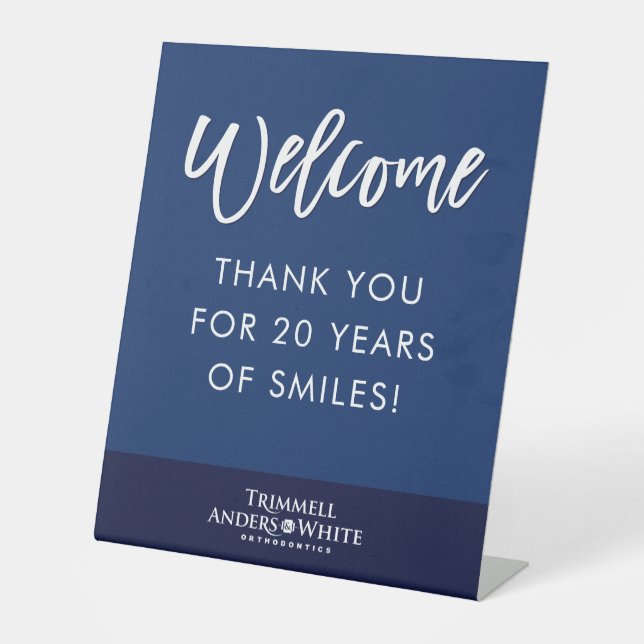 CUSTOM PRINT ORDER Kelsey 20th Anniversary Welcome Pedestal Sign (Front)