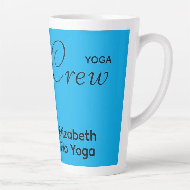 Custom Print Yoga Crew Azure Blue Latte Mug (Right)