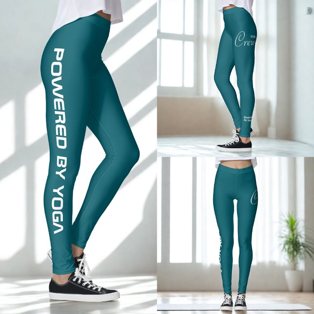 Custom Print Yoga Crew Dark Teal Leggings (Dark Teal Yoga leggings.)