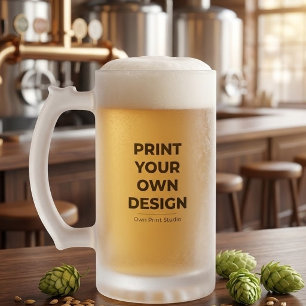 Custom Print Your Own   Printing My Own To Order Frosted Glass Beer Mug