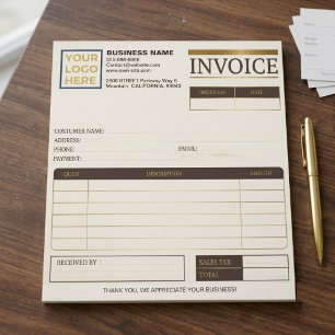 Custom Printable Sales invoices Business Logo Notepad