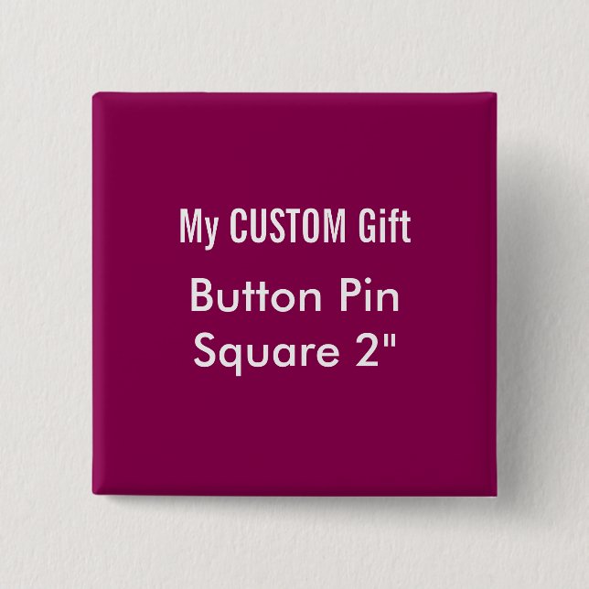 Custom Printed 2" Square Button Badge Pin PLUM (Front)
