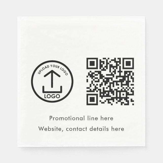 Custom Printed Business Logo QR Code Promotional Napkins (Front)