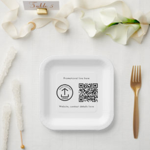 Custom Printed Business Logo QR Code Promotional Paper Plates