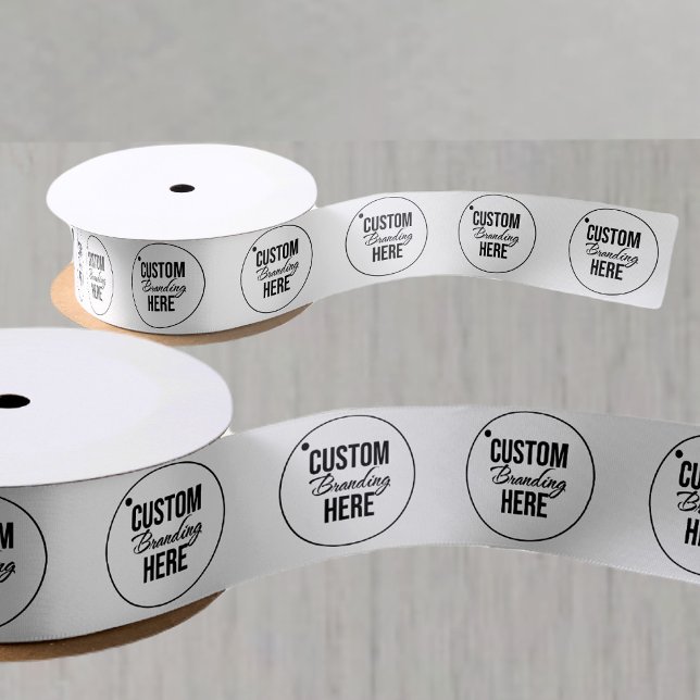 Custom Printed Business Logo White Satin Ribbon (logo white satin ribbon)