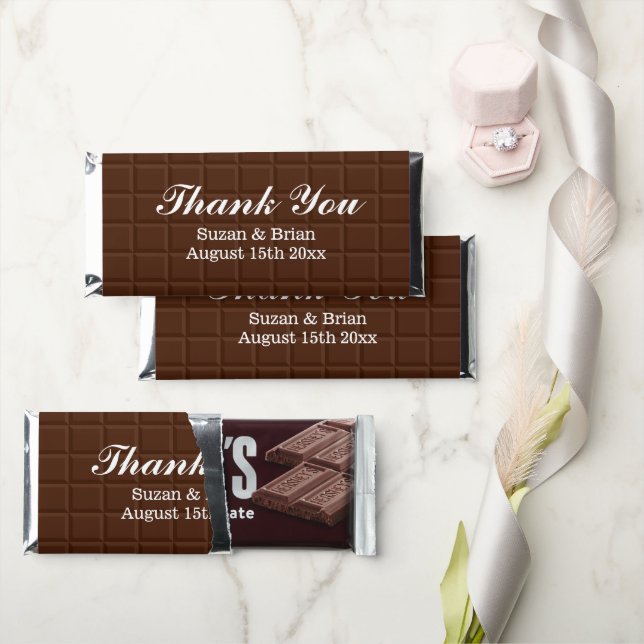 Custom printed chocolate wedding party thank you hershey bar favors (Front)