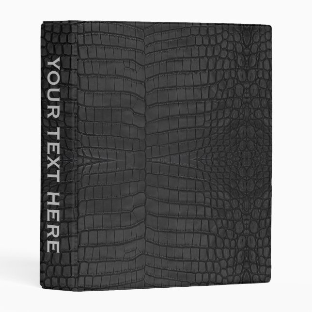 Custom Printed Faux Black Crocodile Texture Mini Binder (Front/Spine)