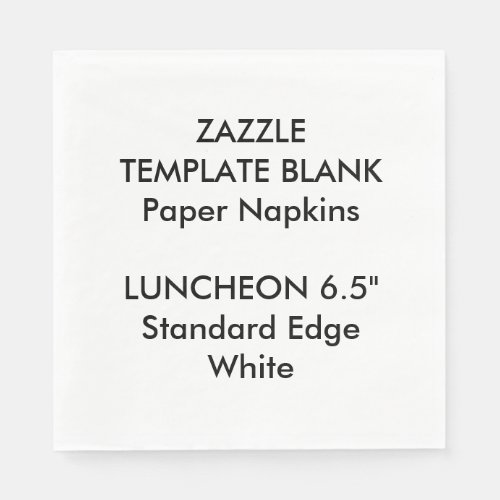 Custom Printed Large WHITE Luncheon Paper Napkins