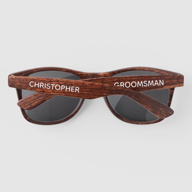 Custom Printed Personalized Groomsman Wedding Sunglasses (Back)